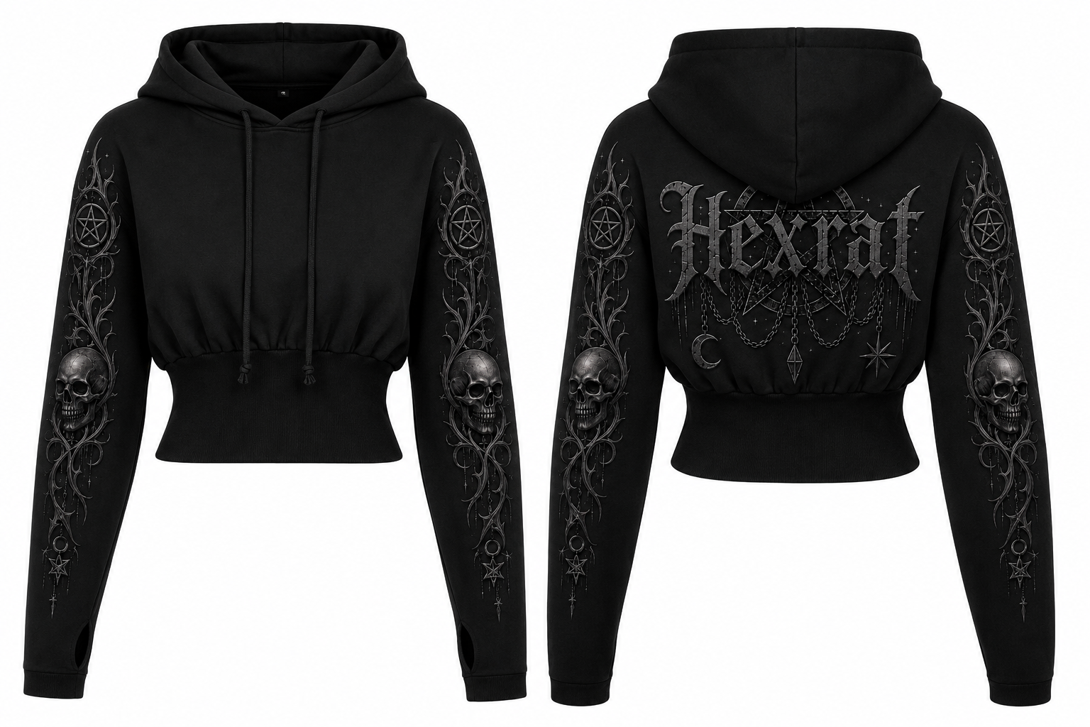 Hexrat Cropped Synched Waist Line Ritual Hoodie