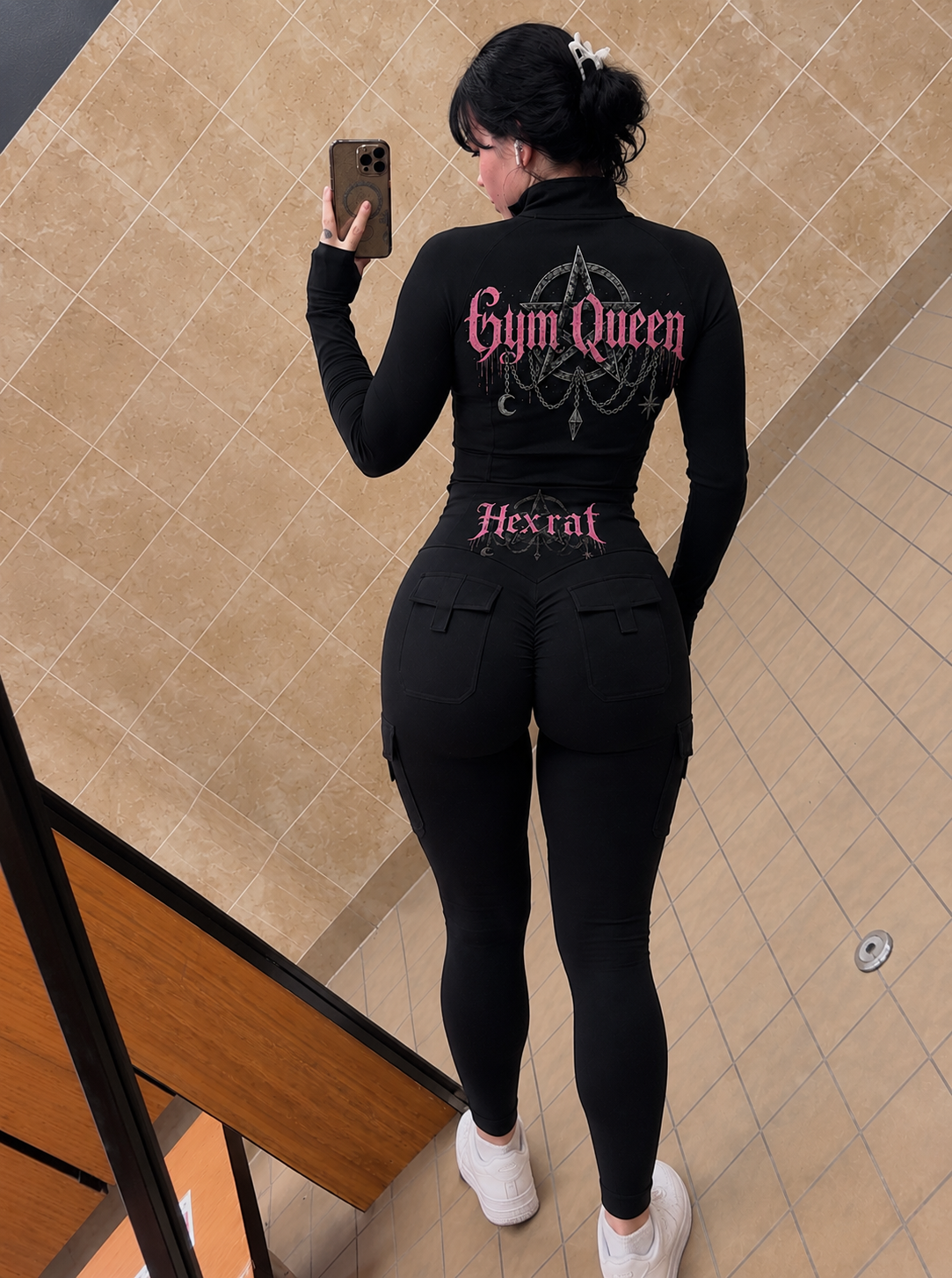 HexRat Gym Queen zip jacket back print