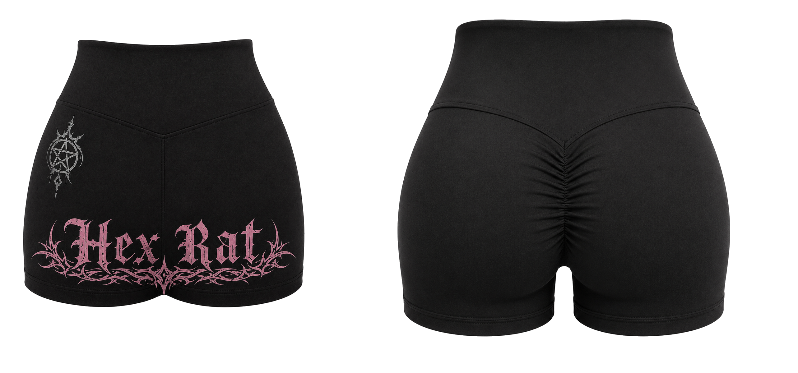 Hexrat Scrunch Butt Ritual Shorts — Pink Sigil
