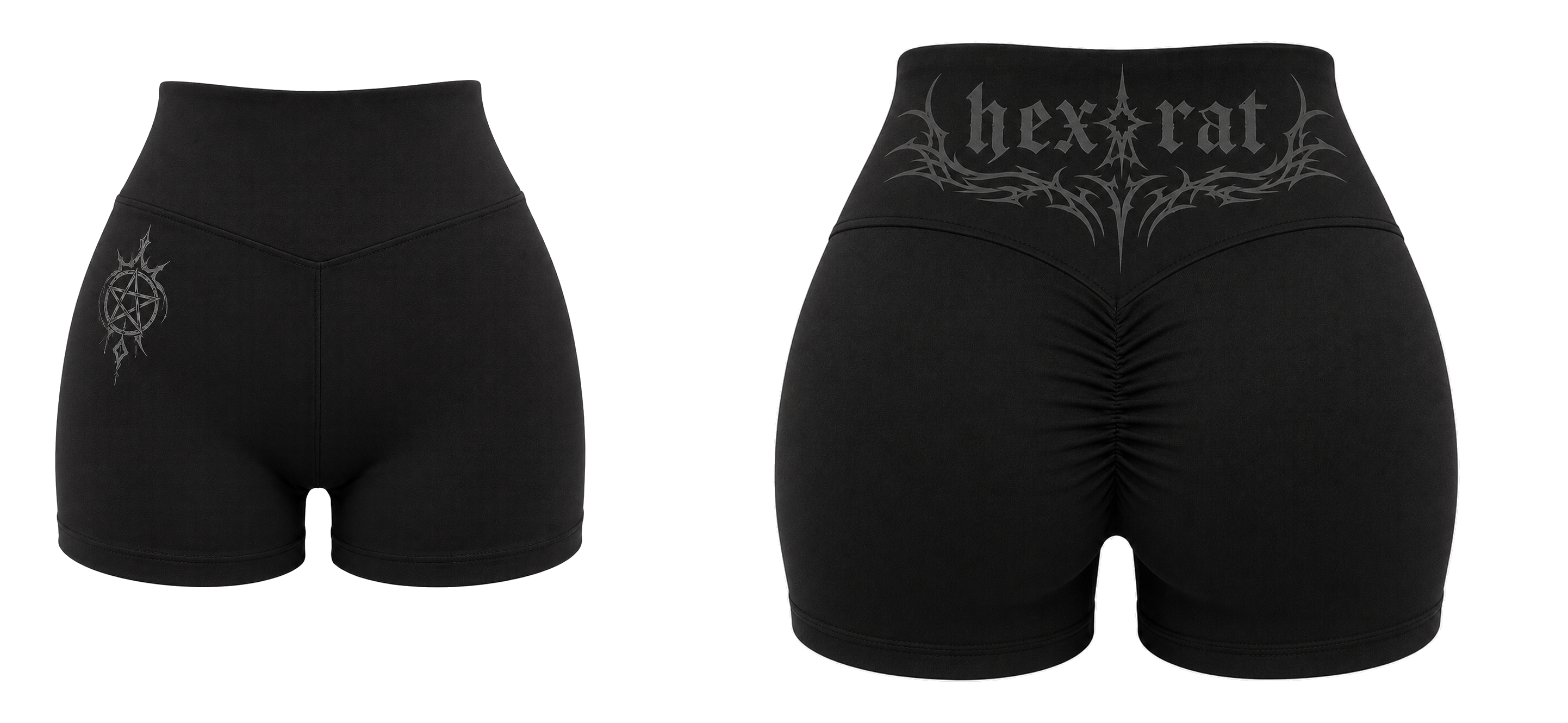 Hexrat Scrunch Butt Ritual Shorts — Pentagram Sigil