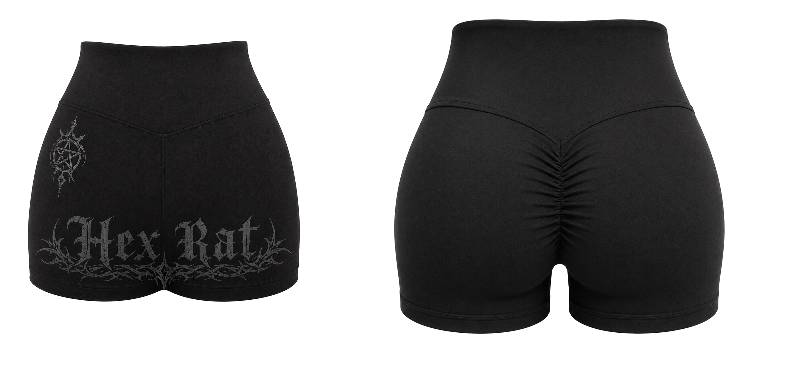 Hexrat Scrunch Butt Ritual Shorts — Tonal Black
