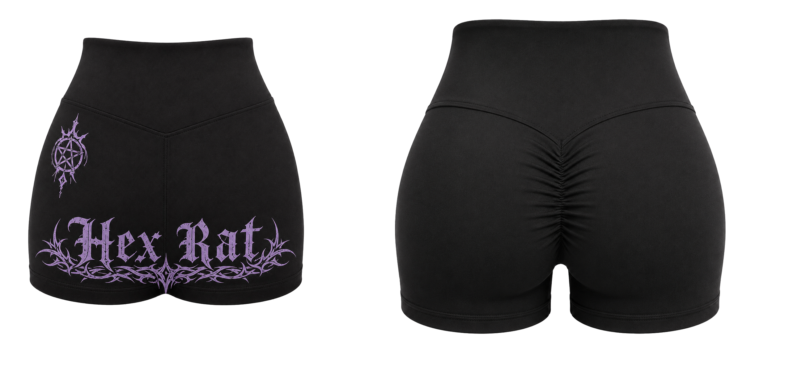 Hexrat Scrunch Butt Ritual Shorts — Purple Sigil